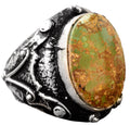 925 Sterling Silver Real Arizona Turquoise Stone Byzantine Men's Ring