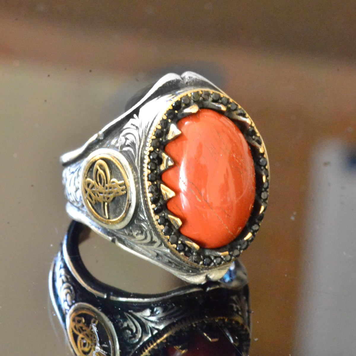 925 Sterling Silver Natural Bloodstone Ring — 2