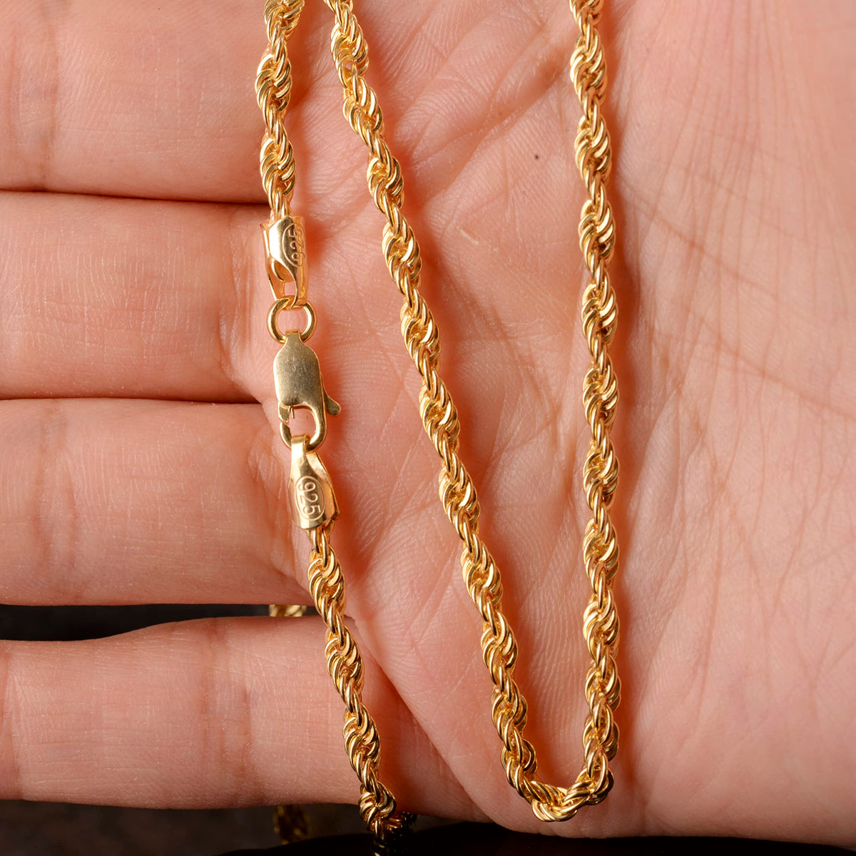 925 Sterling Silver Rope Chain, Men's Chain, Chain Necklace, Silver Men's Jewelry — 4