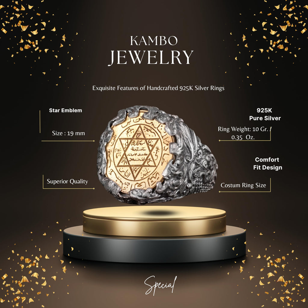 KAMBO Handmade 925 Sterling Silver Star of David Ring Unisex Minimalist Statement Jewelry Symbol of the Seal of the Prop