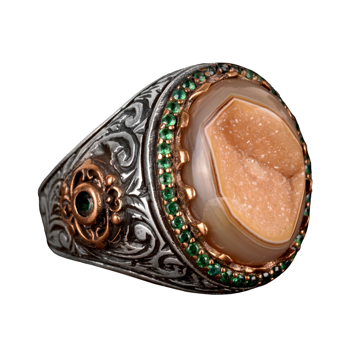 Natural Druzy Quartz Stone Ring - 925 Sterling Silver Ring