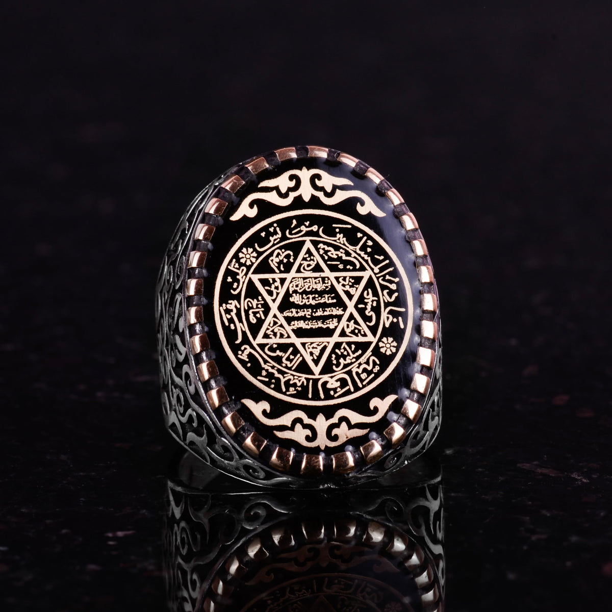 KAMBO Handmade 925 Sterling Silver Men's Ring, Religious Kabbalah David Star of Solomon Design, Vintage Statement Ring f