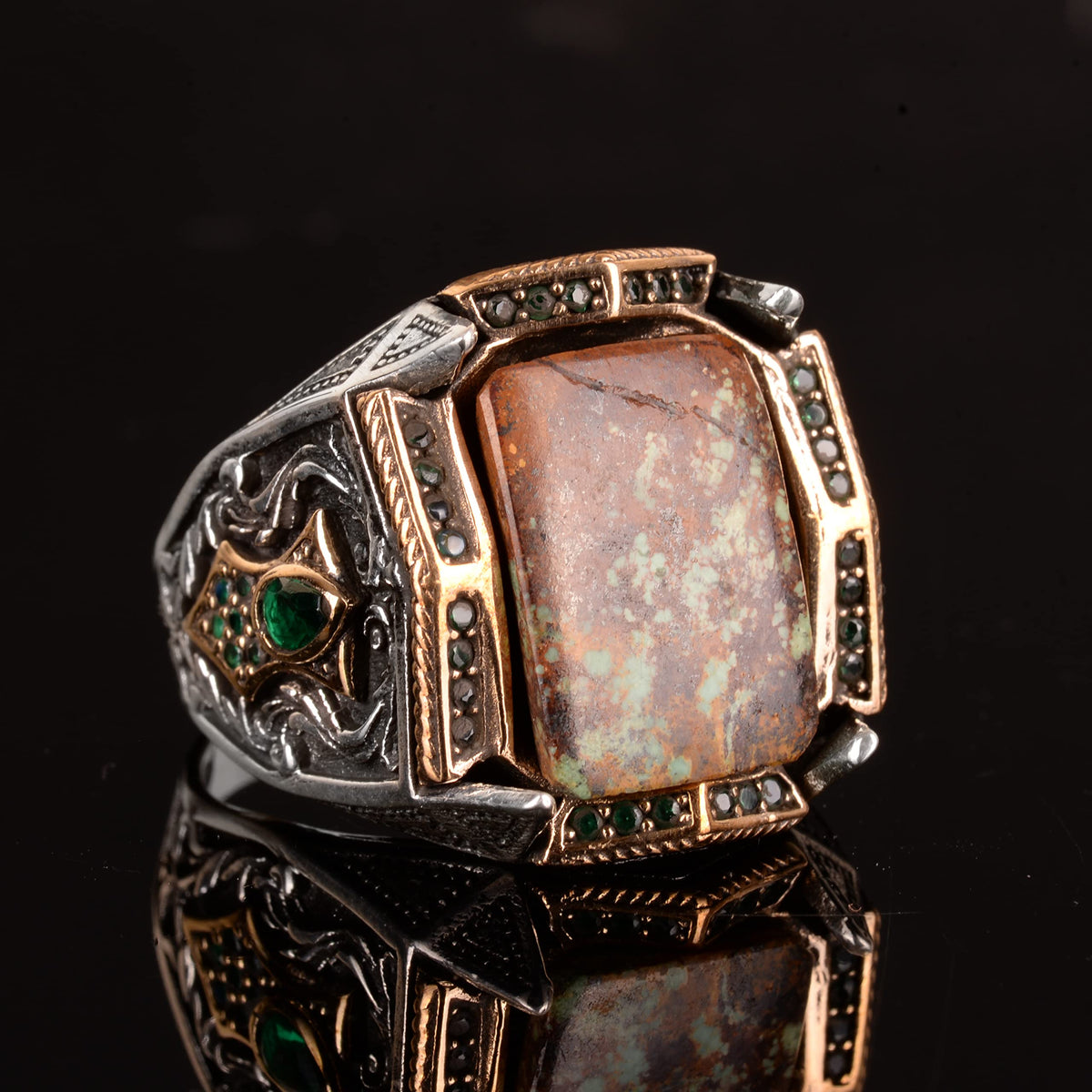 Natural Arizona Turquoise Stone Ring - 925 Sterling Silver (Model-10) — 5