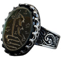 Handmade Jade Stone Ring, 925 Sterling Silver Men's Ring, Islamic Calligraphy Design