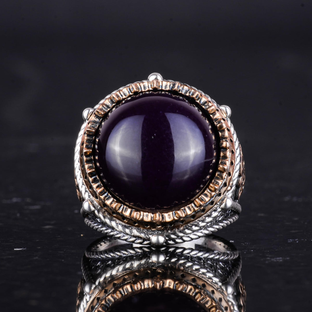 Natural Stone Handmade Ring - 925 Sterling Silver (Onyx) — 4