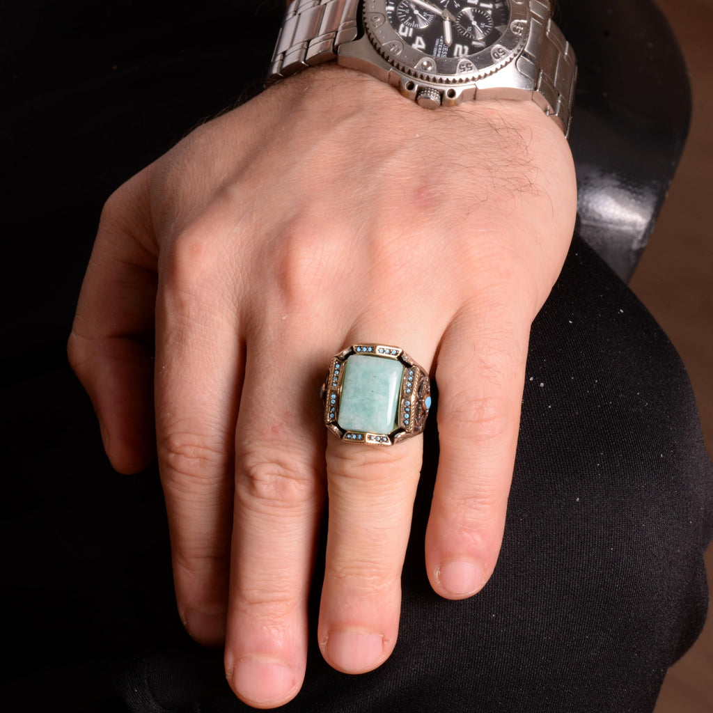 Natural Amazonite Stone Ring, 925 Sterling Silver Ring — 3