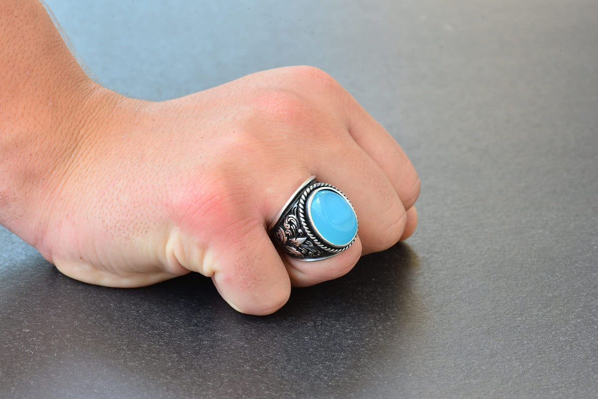 925 Sterling Silver Ring for Natural Chalcedony Stone Collection — 7