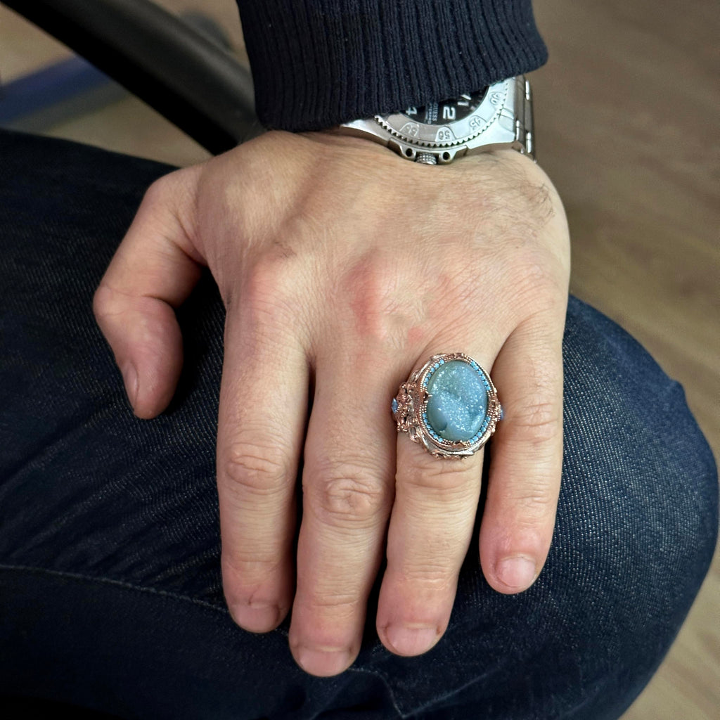 Natural Drusy Crystal Quartz Ring - 925 Sterling Silver — 3