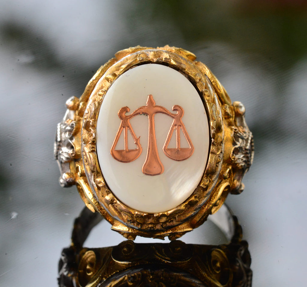 Men's Silver Ring - Pearl Stone - Ring (Libra) — 5