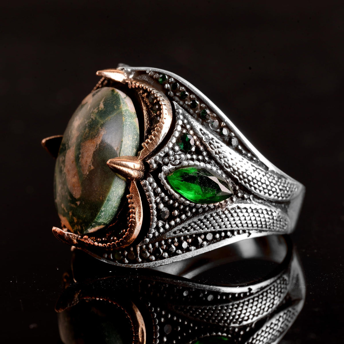 Natural Arizona Turquoise Stone Ring, 925 Sterling Silver — 4