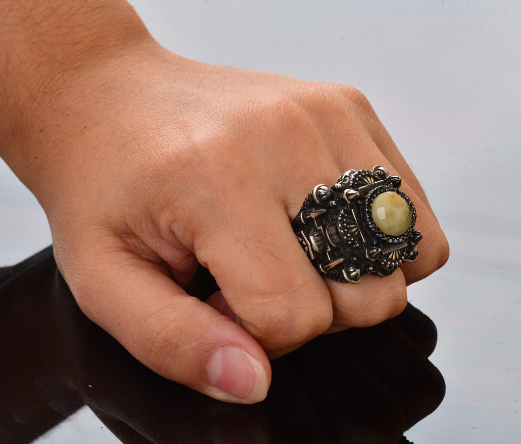 Handmade Yellow Sapphire Stone Ring - Islamic Mosque Design — 7