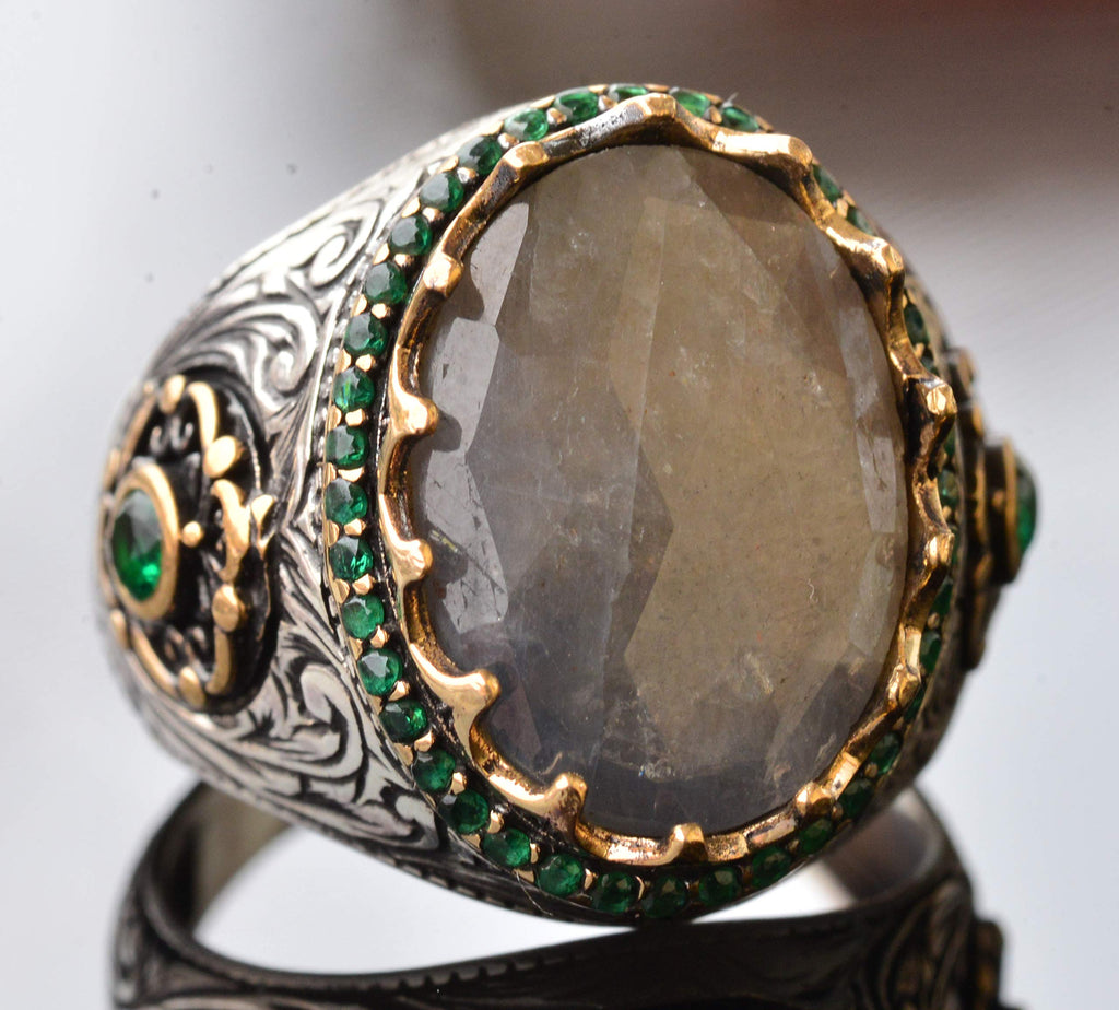Natural Sapphire Stone King Ring - Men's 925 Sterling Silver Ring — 3