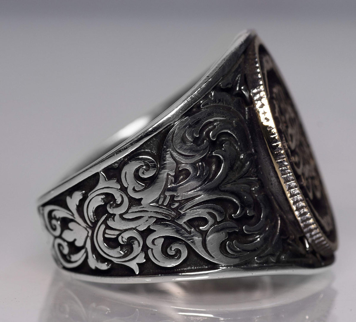 Islamic Men's Ring - 925 Sterling Silver with Arabic Inscription "Kefa Bil Mevt Vaizan" — 5