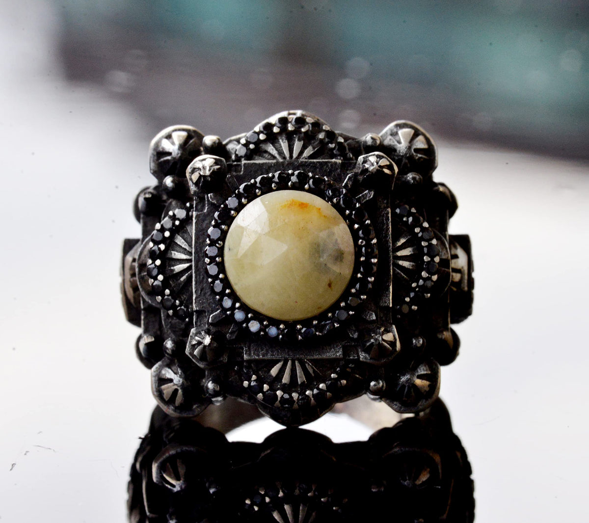 Handmade Yellow Sapphire Stone Ring - Islamic Mosque Design — 8