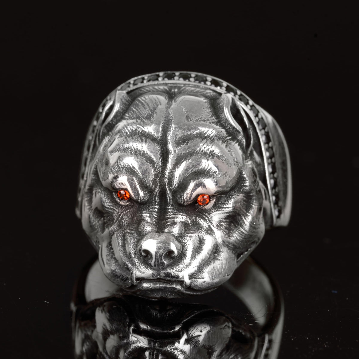 925 Sterling Silver Bulldog Ring, Silver Men's Ring, Animal Figurine Dog Ring — 3