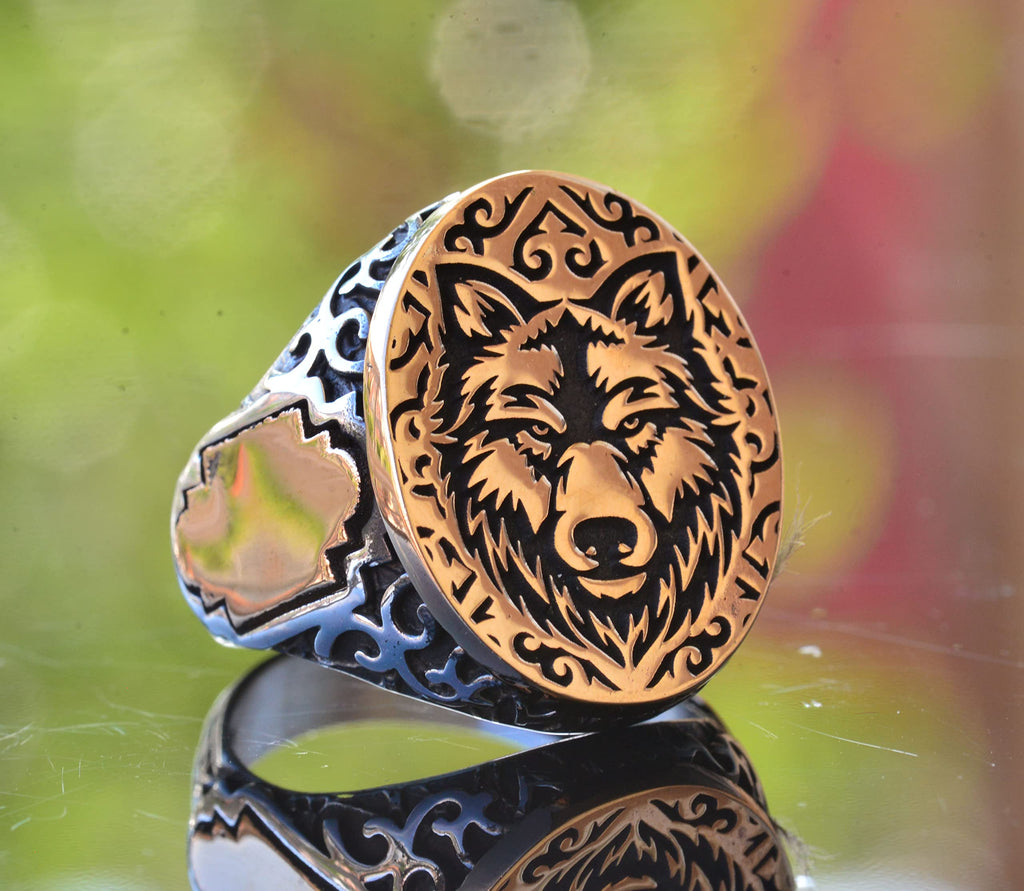Wolf Ring, Gothic Ring, 925 Sterling Silver Ring, Seal Ring, Animal Figure Ring, Men's Silver Ring — 3