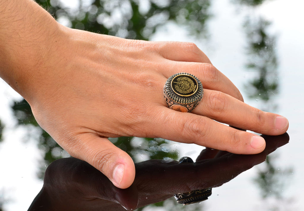 Islamic Surah Al-Falaq Ring, Silver Ring, 925 Sterling Silver Men's Ring, Large Ring — 6