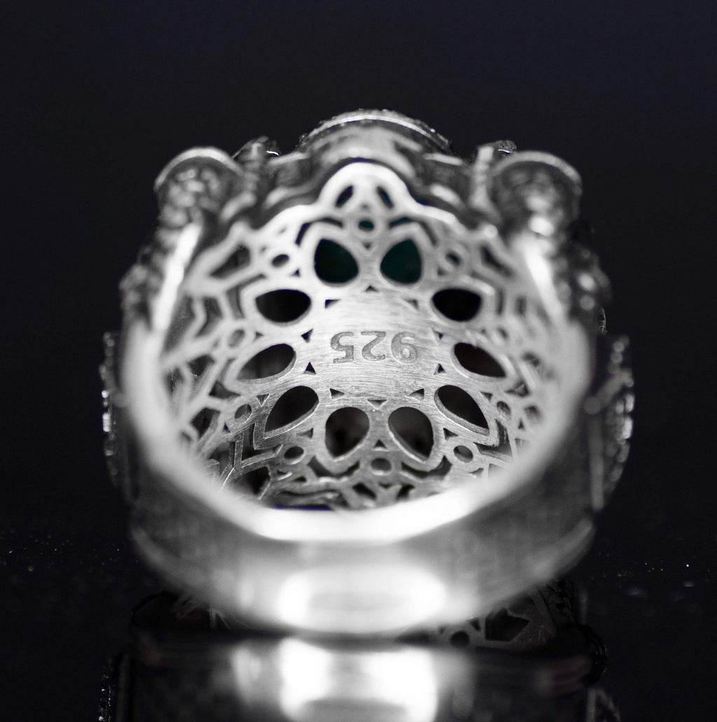925 Sterling Silver Ring - Prophet Muhammad Inscription and Islamic Mosque Embroidery 3D Design — 4