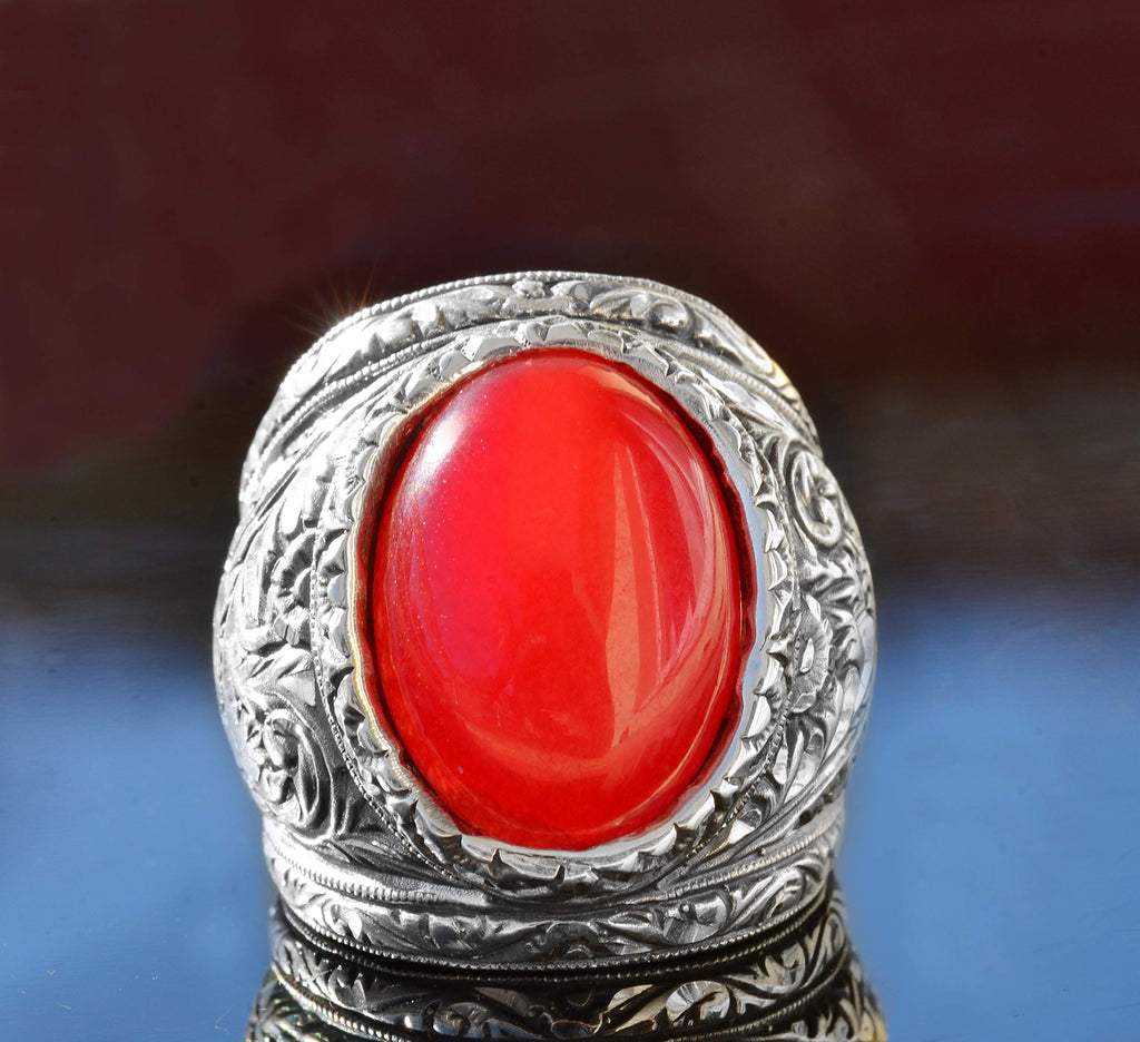 Silver Men's Ring Natural Agate Gemstone — 2