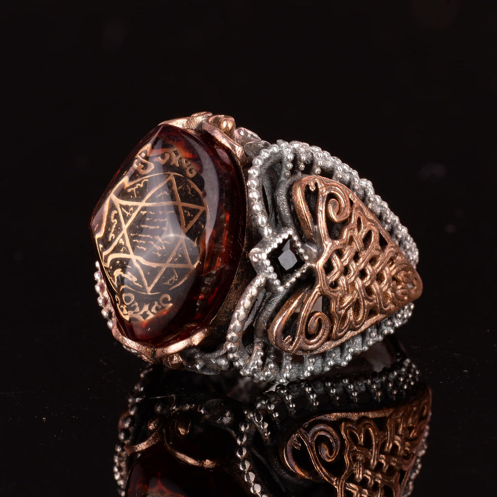 925 Sterling Silver Islamic Ring, Star of David, Seal of Solomon Men's Ring, Religious Jewelry — 5