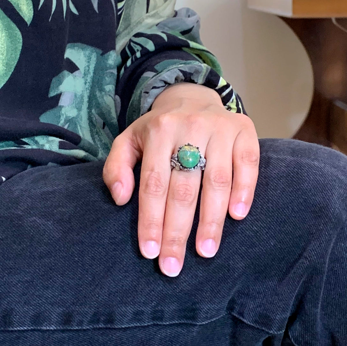 Natural Arizona Turquoise Stone Ring, 925 Sterling Silver Ring, Minimalist Handmade Ring — 3