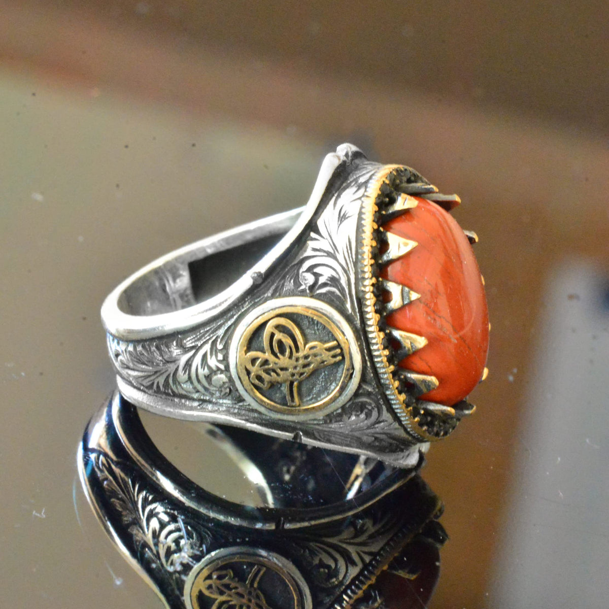 925 Sterling Silver Natural Bloodstone Ring — 3