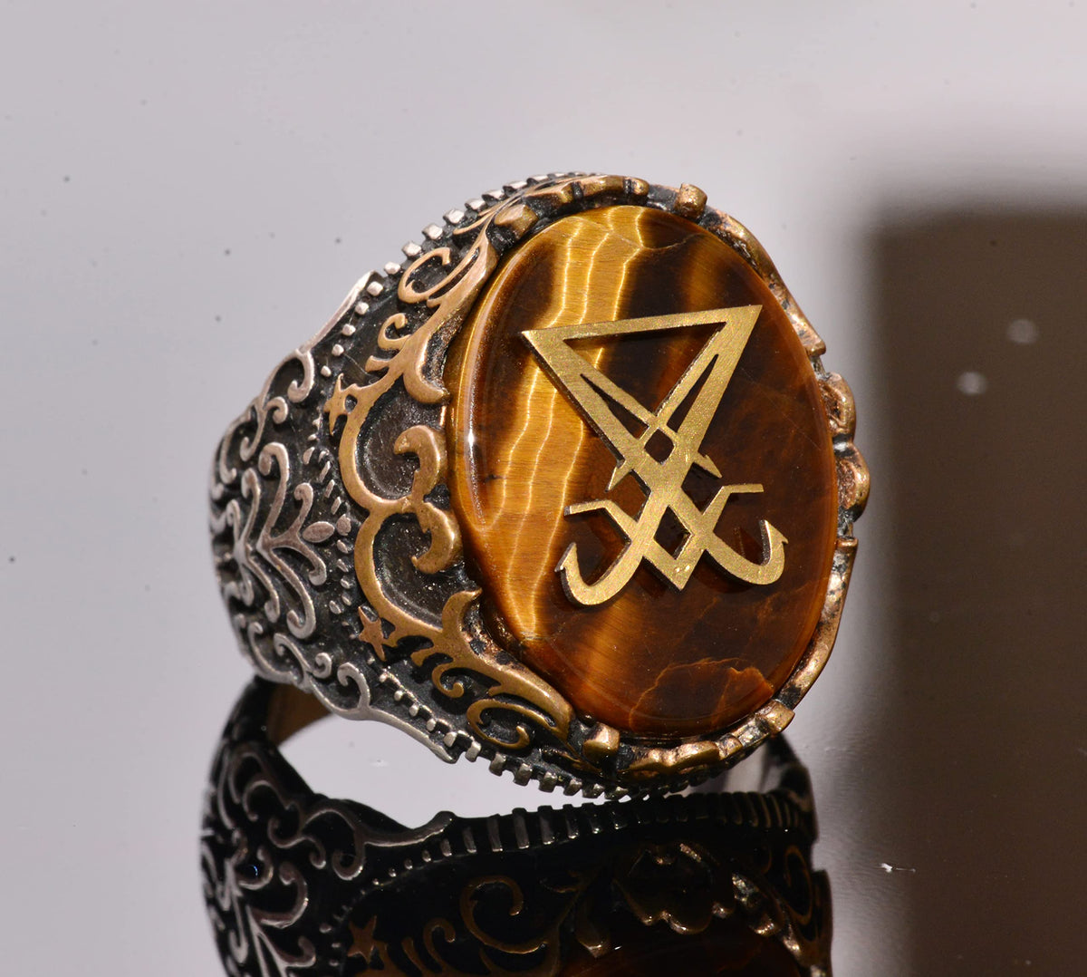 Natural Tiger's Eye Gemstone Ring - 925 Sterling Silver Ring — 3
