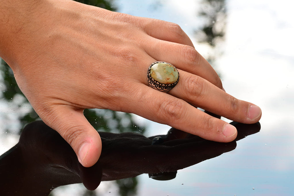 Arizona Green Turquoise Stone Ring (Model-2) — 6