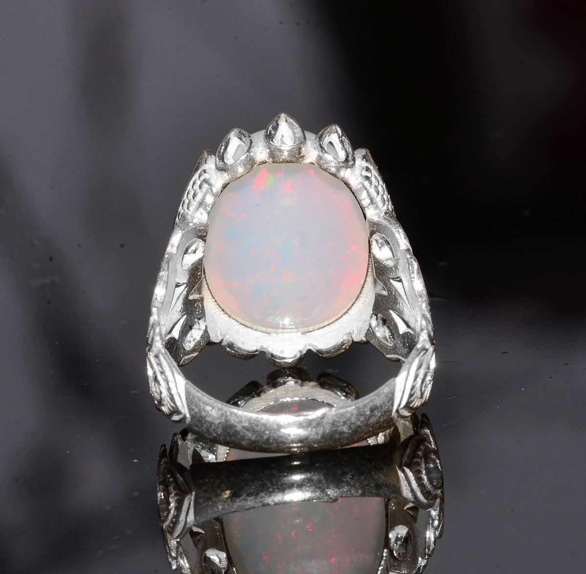 Real Australian Opal Men's Ring - 10.00 Carat - 925 Sterling Silver — 8