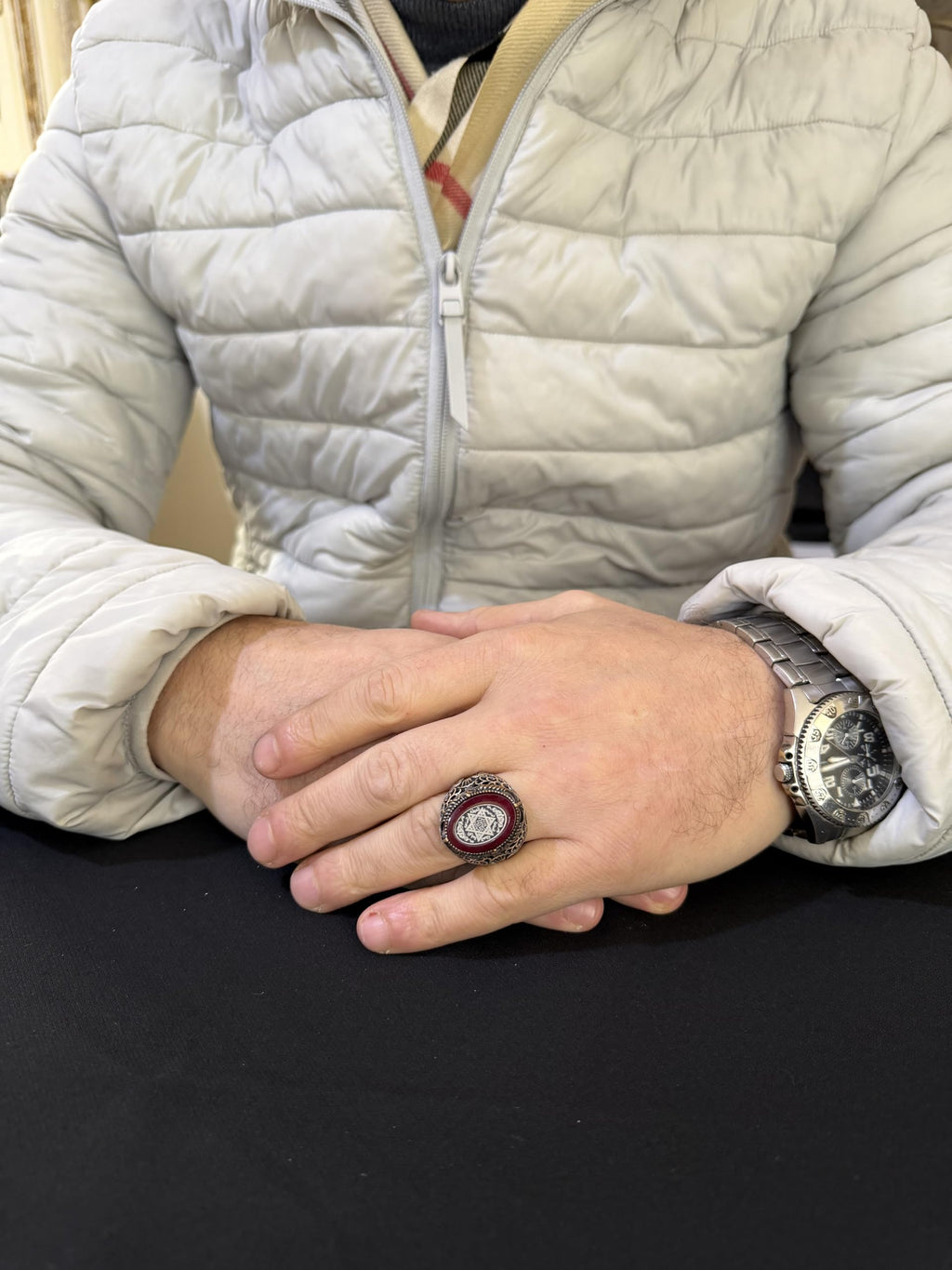 KAMBO Star of David Men's Ring – Geometric Historical Symbol Carved 925 Sterling Silver Oval Seal Ring – Vintage Handmade Statement Jewelry — 3