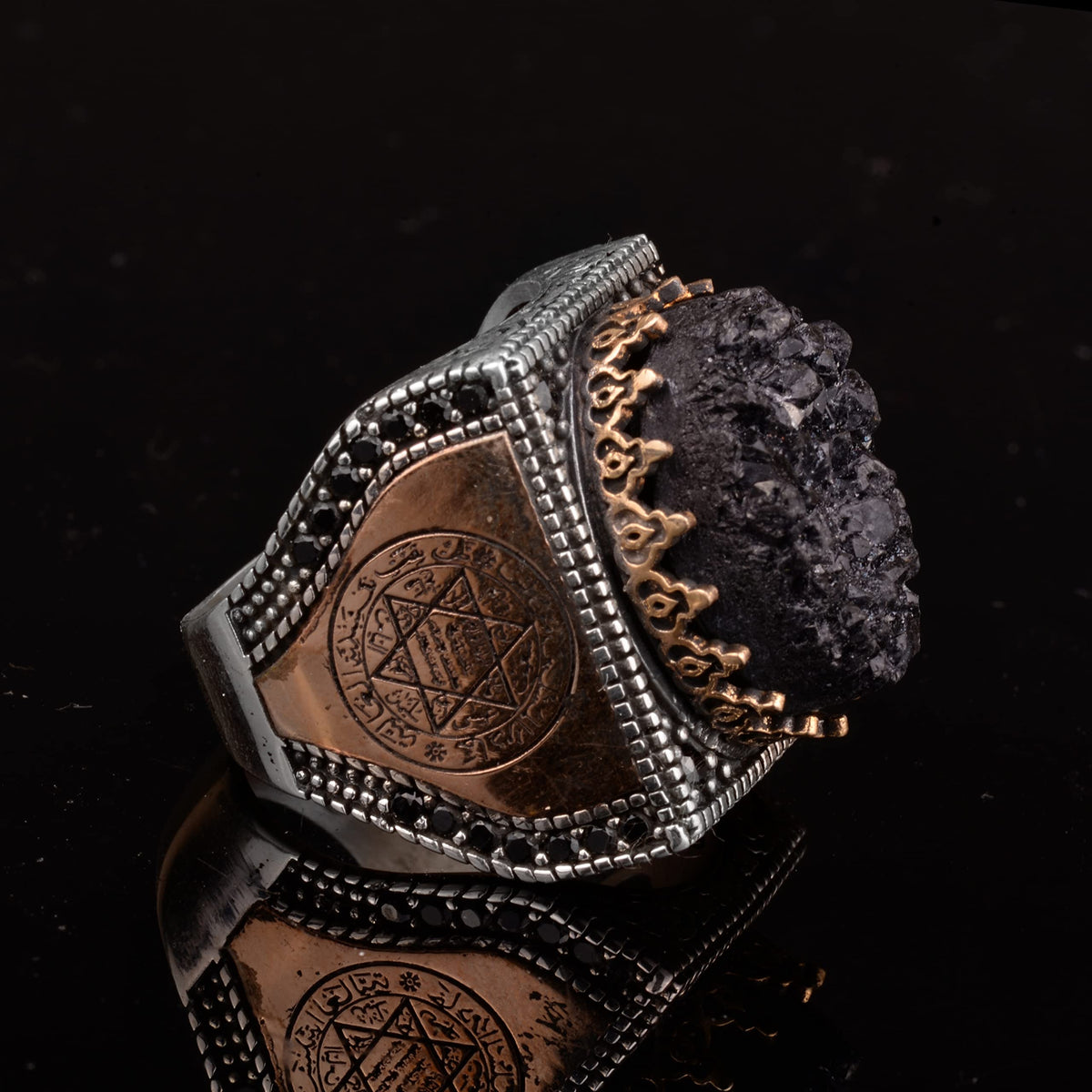 Natural Druzy Quartz Ring - 925 Sterling Silver — 7