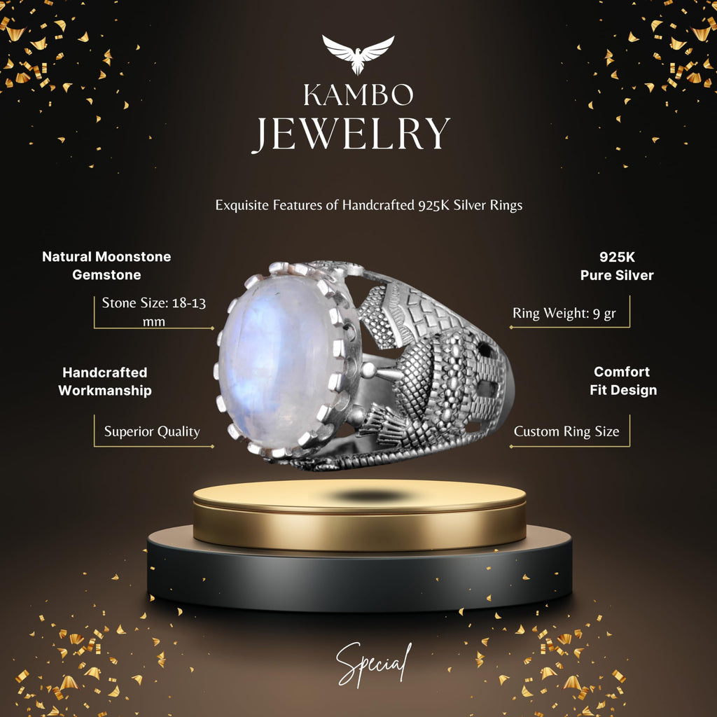 925 Sterling Silver Men's Ring - Lighting Stone — 2