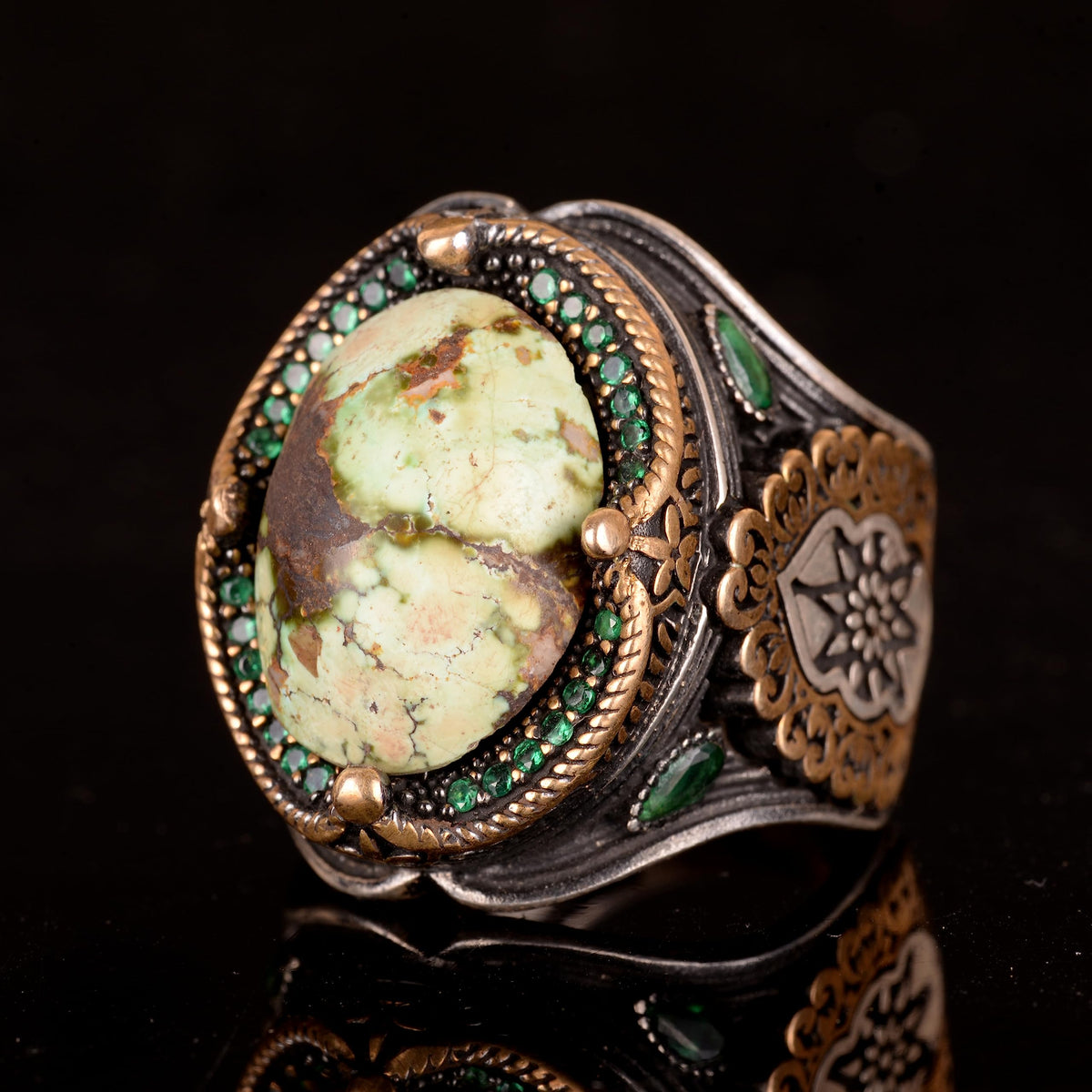 Natural Arizona Turquoise Stone Ring - 925 Sterling Silver (Model-11) — 4