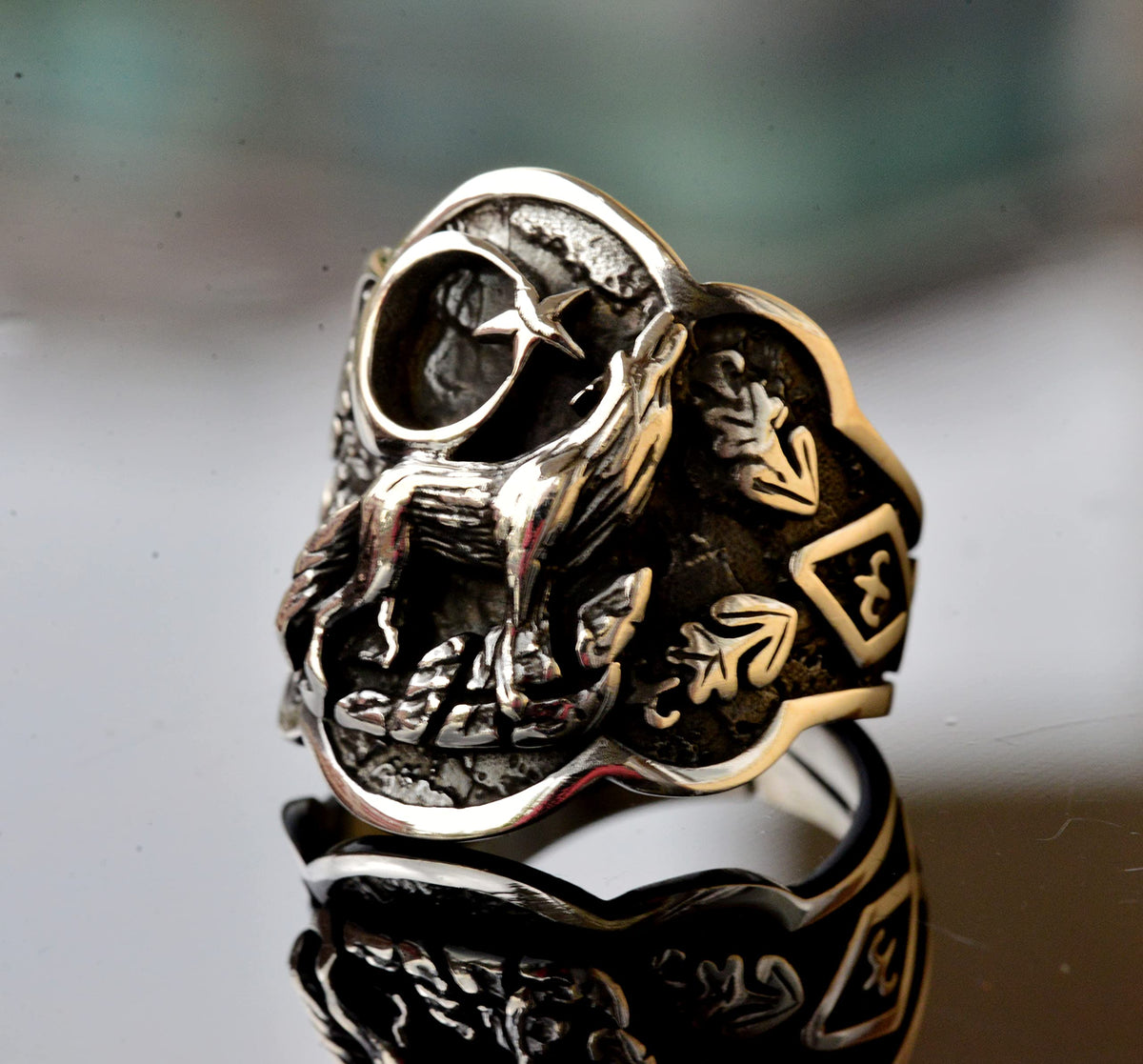 Men's 925 Sterling Silver Wolf Ring — 5