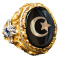 Gold Plated Silver Ring (Star and Crescent)