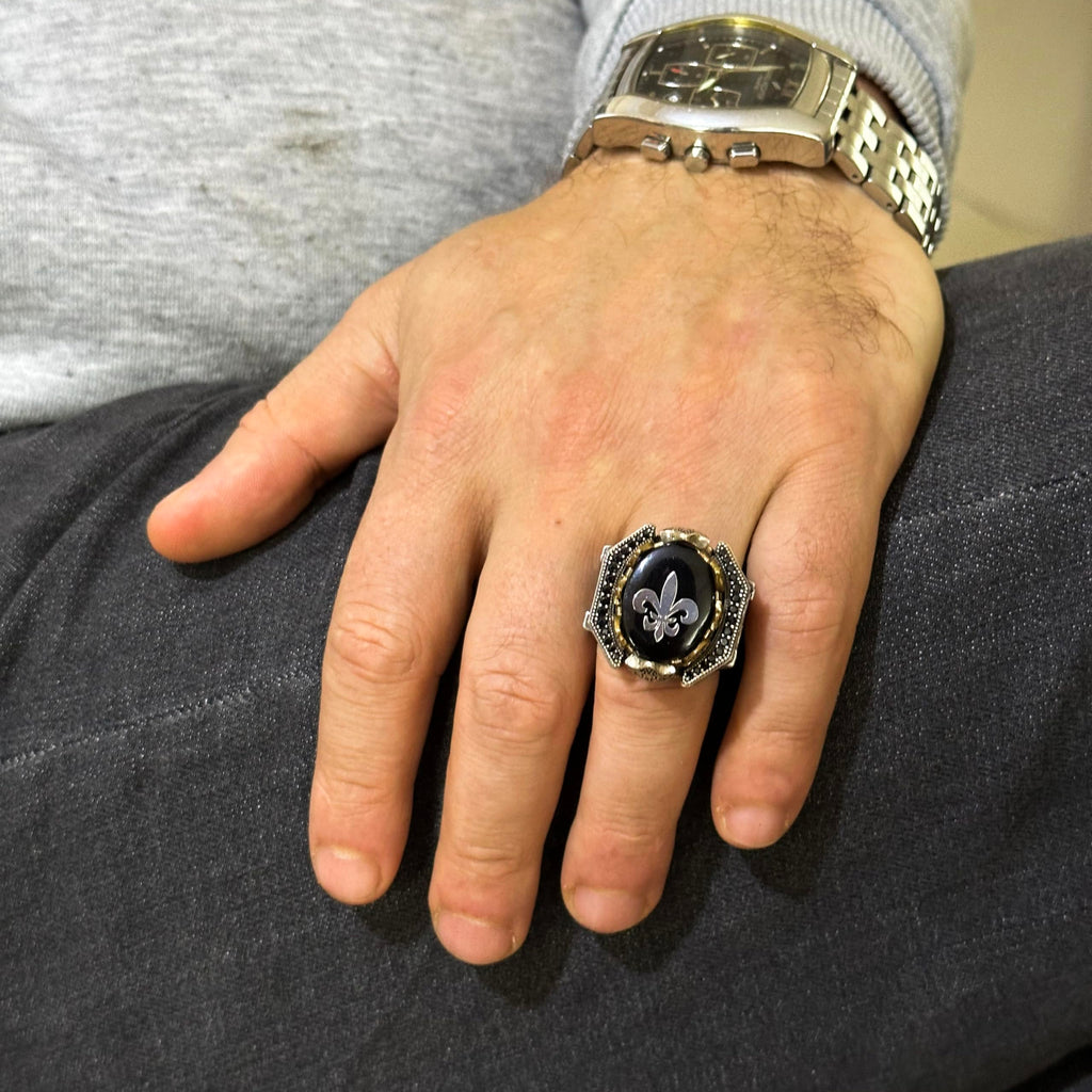 925 Sterling Silver Men's Fleur-de-Lis Ring — 3
