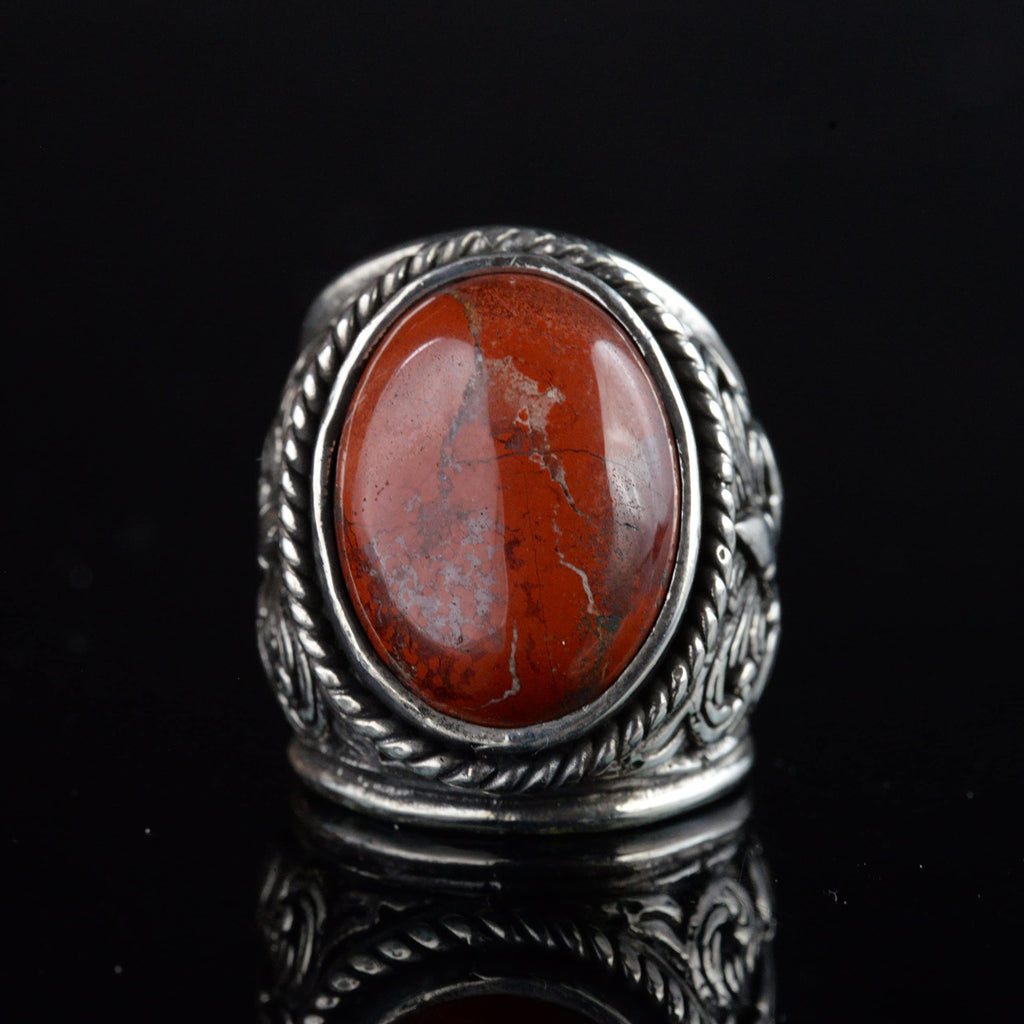 Elegant Stone Collection 925 Sterling Silver Ring - Natural Bloodstone — 6