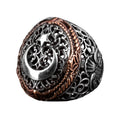 KAMBO Handmade 925 Sterling Silver Moon and Star Ring for Men, Adjustable Vintage Flag Style Statement Jewelry, Masculin