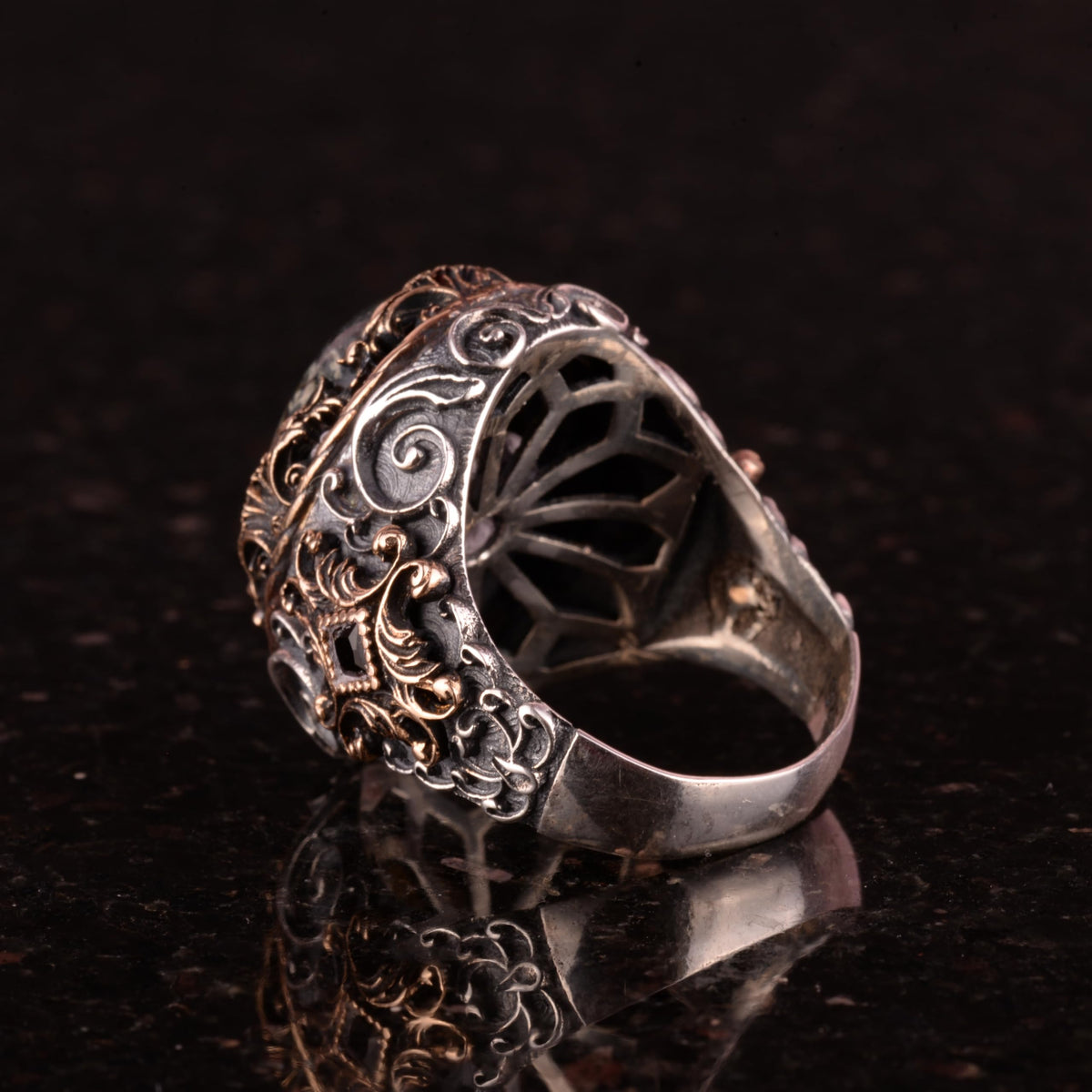 925 Sterling Silver Natural Stone Men's Ring — 2