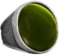KAMBO Sterling Silver Ring with Large Round Cat's Eye Stone, Handmade 925 Sterling Silver Unisex Statement Ring, Modern 