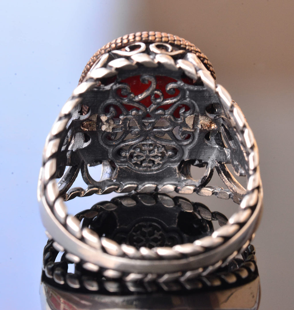 Natural Bloodstone Snake Ring, Handmade Ring, Silver Men's Ring, Gift, Silver Accessory, Brown — 5