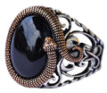 Natural Obsidian Stone, Handmade Ring, 925 Sterling Silver Men's Ring, Silver Accessory, Black
