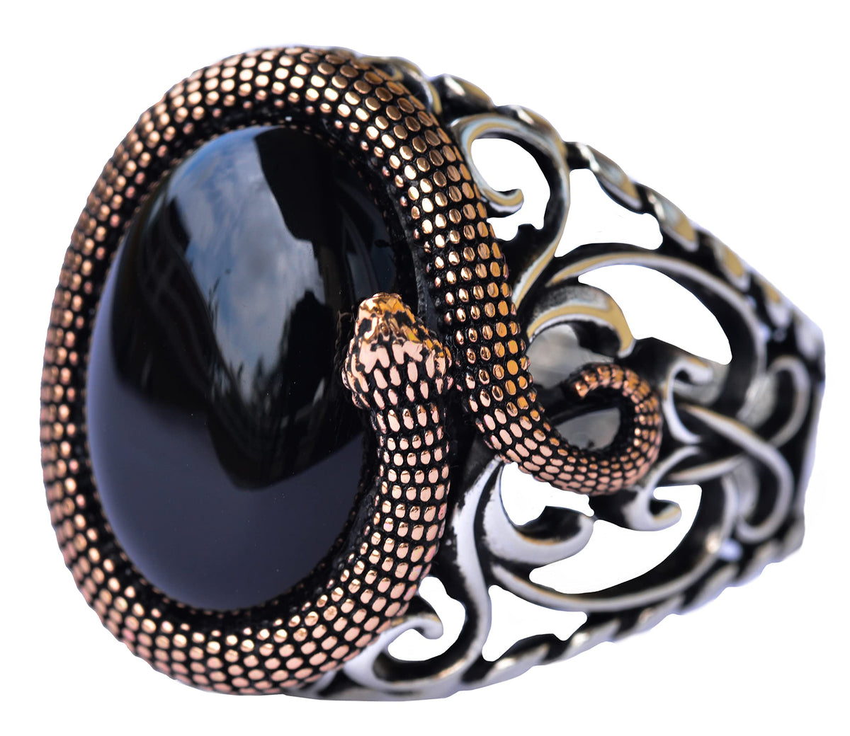 Natural Obsidian Stone, Handmade Ring, 925 Sterling Silver Men's Ring, Silver Accessory, Black