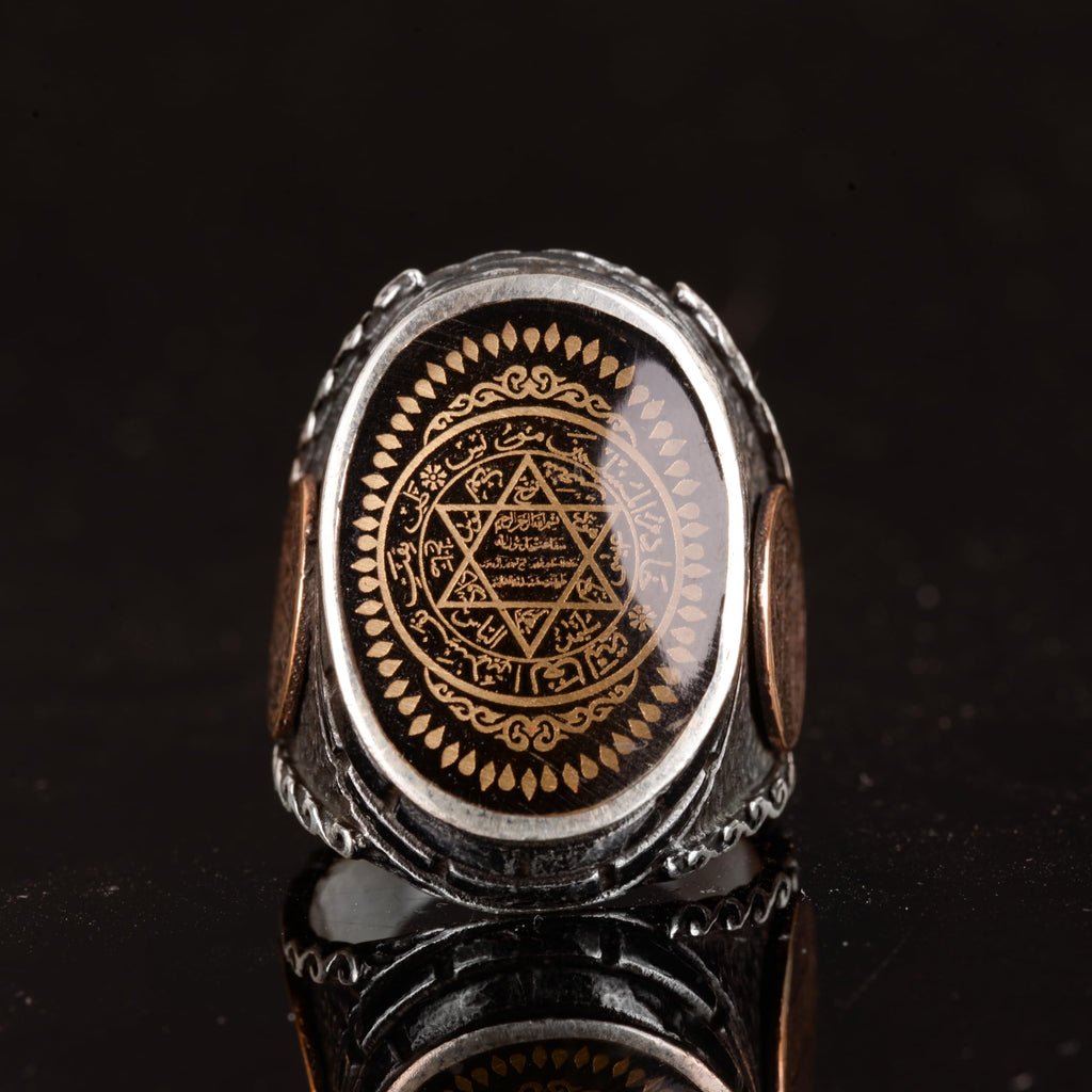 Seal of Solomon Men's Ring, 925 Sterling Silver King Ring, Star of David Kabbalah Large Ring (Personalized) — 3