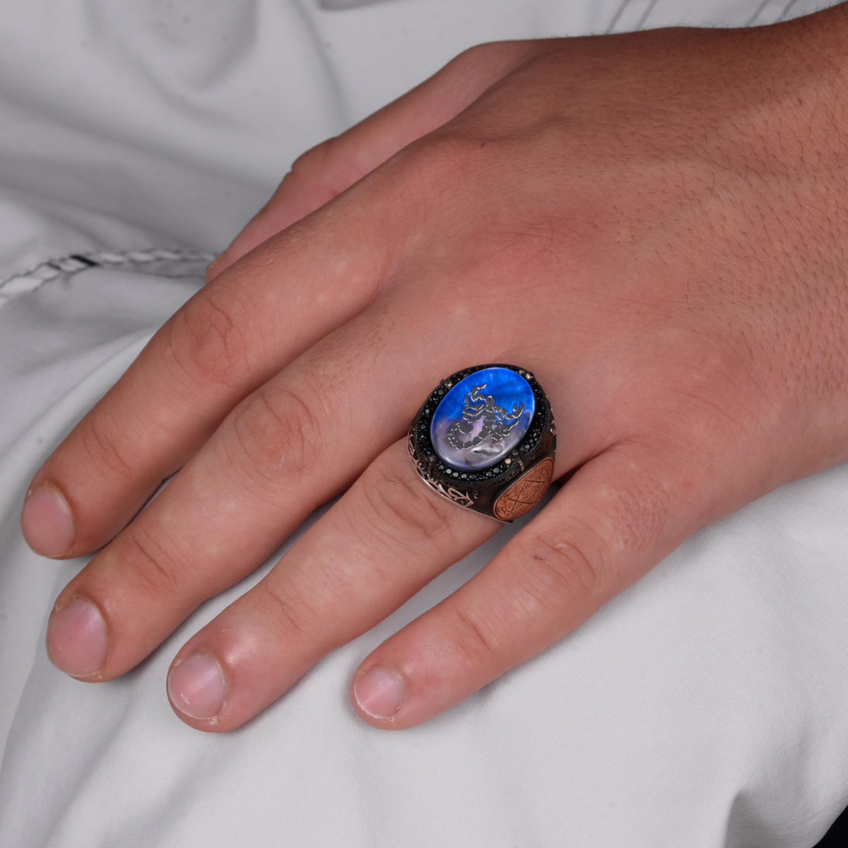 Star of David Pattern Ring - Handmade Ring - 925 Sterling Silver Men's Ring — 3