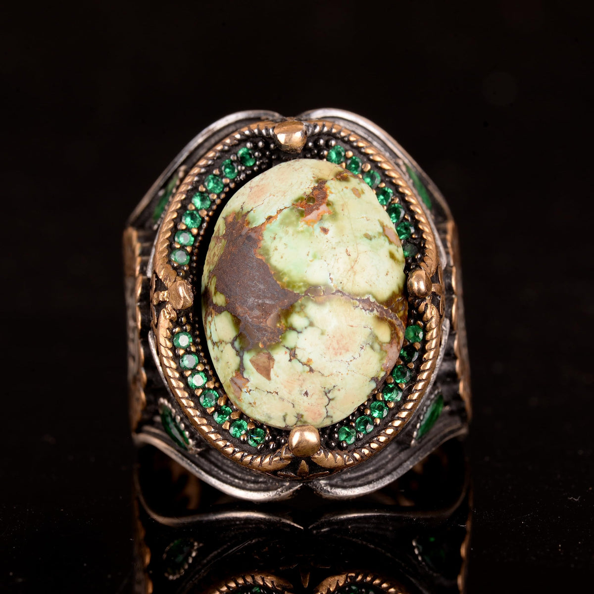 Natural Arizona Turquoise Stone Ring - 925 Sterling Silver (Model-11) — 2