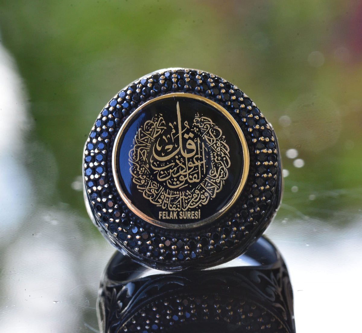Islamic Surah Al-Falaq Ring, Silver Ring, 925 Sterling Silver Men's Ring, Large Ring — 5