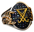 KAMBO Handcrafted Men's Scorpion Ring with Black Agate Gemstone, 925 Sterling Silver, Gold Plated, Intricate King Signet