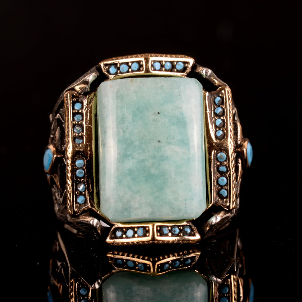 Natural Amazonite Stone Ring, 925 Sterling Silver Ring — 6