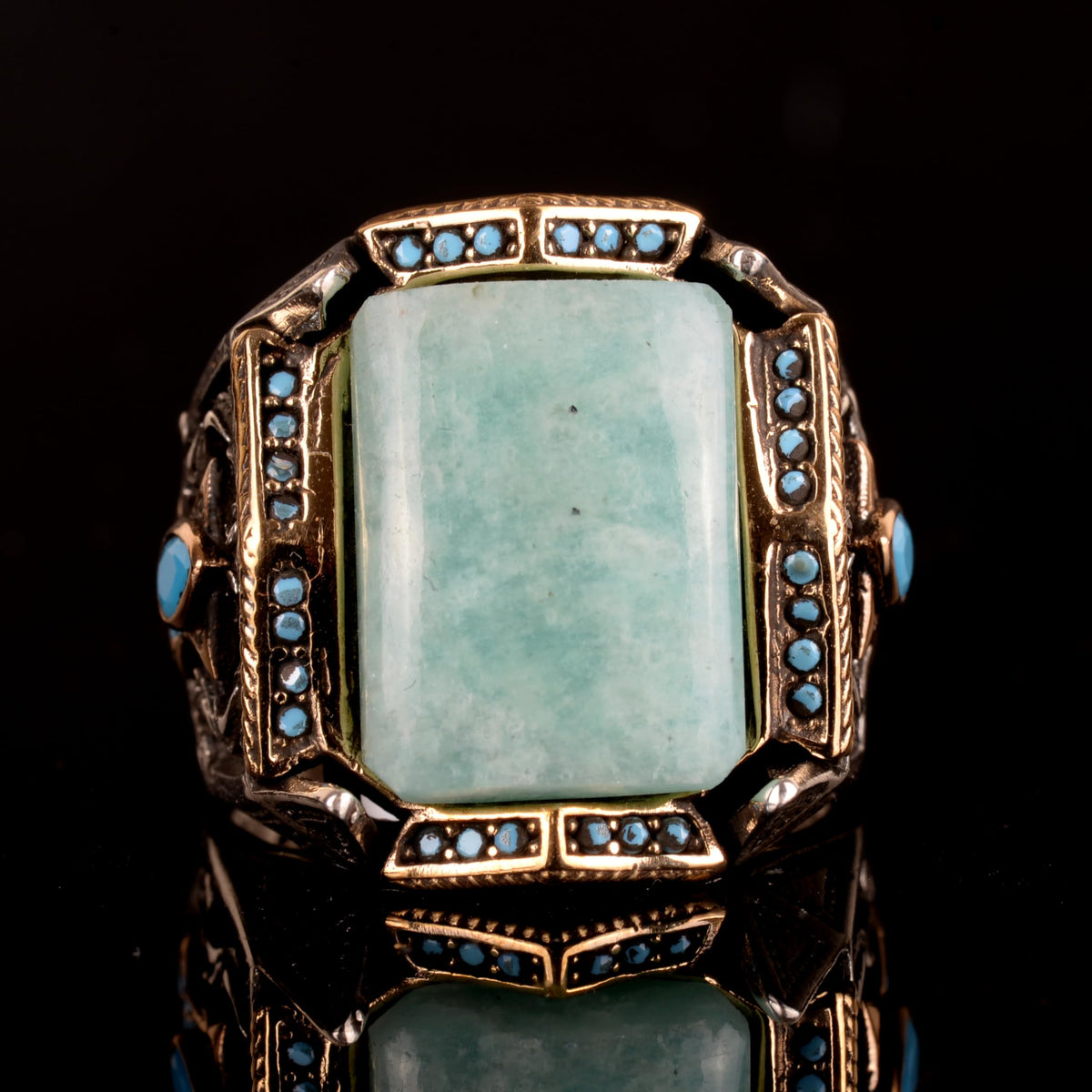 Natural Amazonite Stone Ring, 925 Sterling Silver Ring — 6